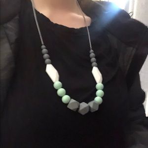White turquoise gray color teething necklace